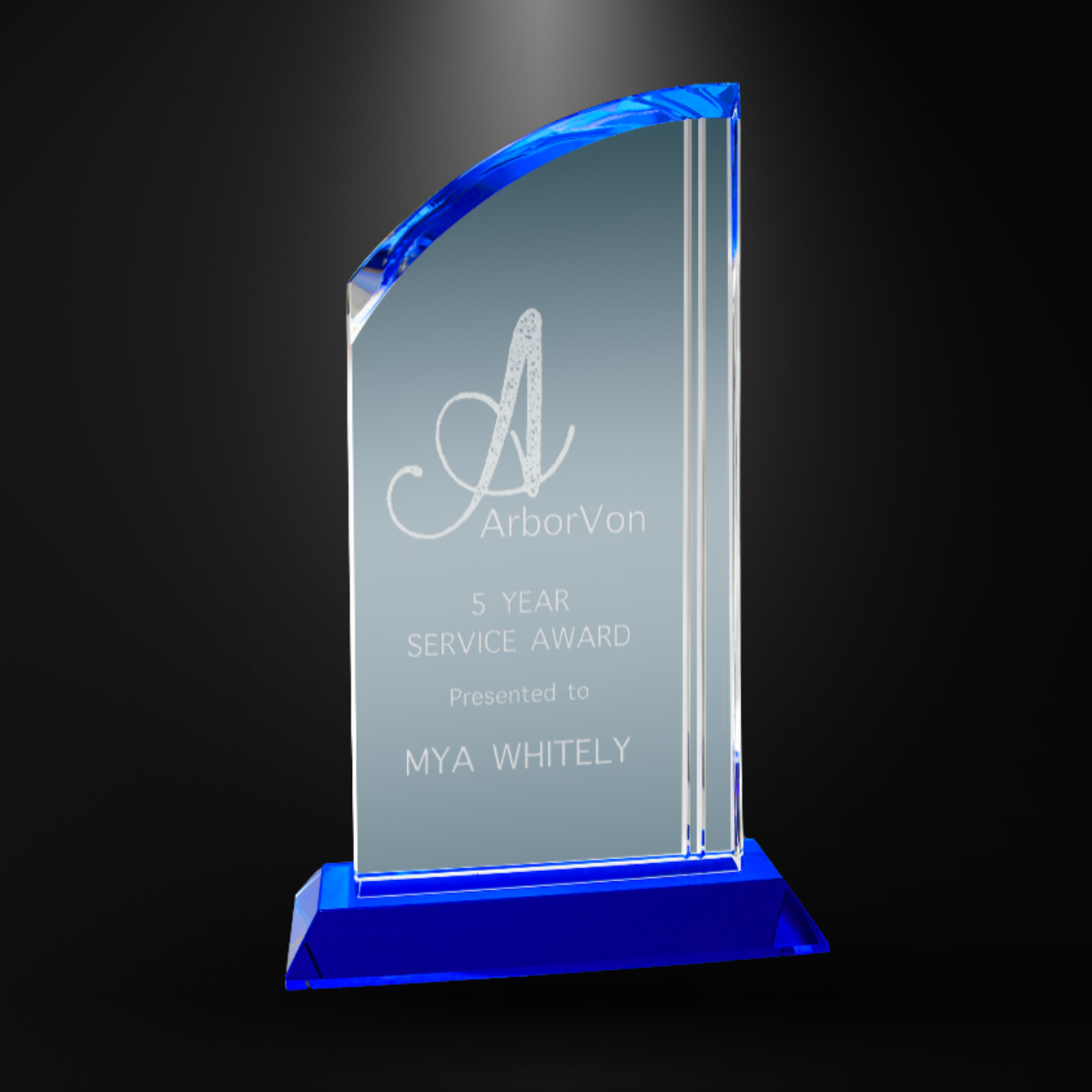 Crystal Blue Arch with Blue Rectangular Base