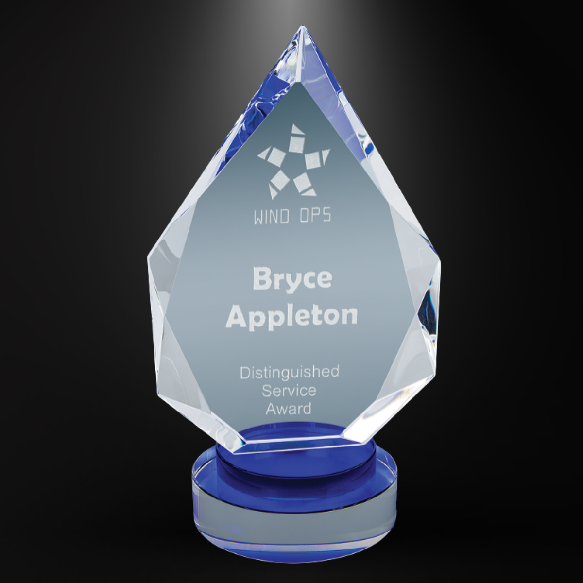 Diamond Crystal on Blue & Clear Round Base
