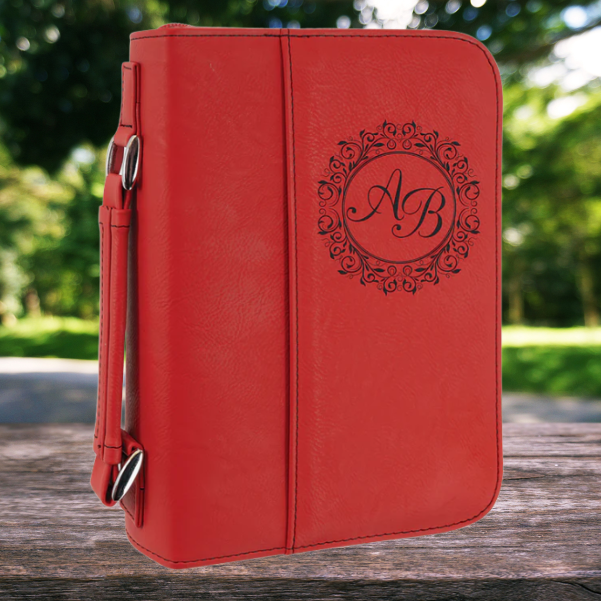 Leatherette Book/Bible Cover with Handle & Zipper 6 3/4" x 9 1/4"