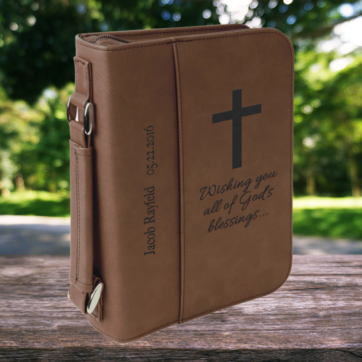 Leatherette Book/Bible Cover with Handle & Zipper 6 3/4" x 9 1/4"