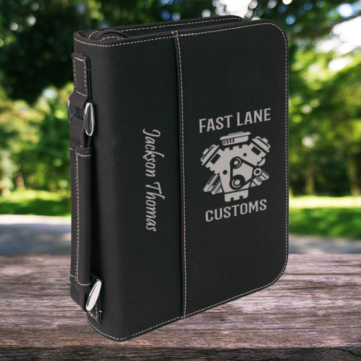 Leatherette Book/Bible Cover with Handle & Zipper 6 3/4" x 9 1/4"