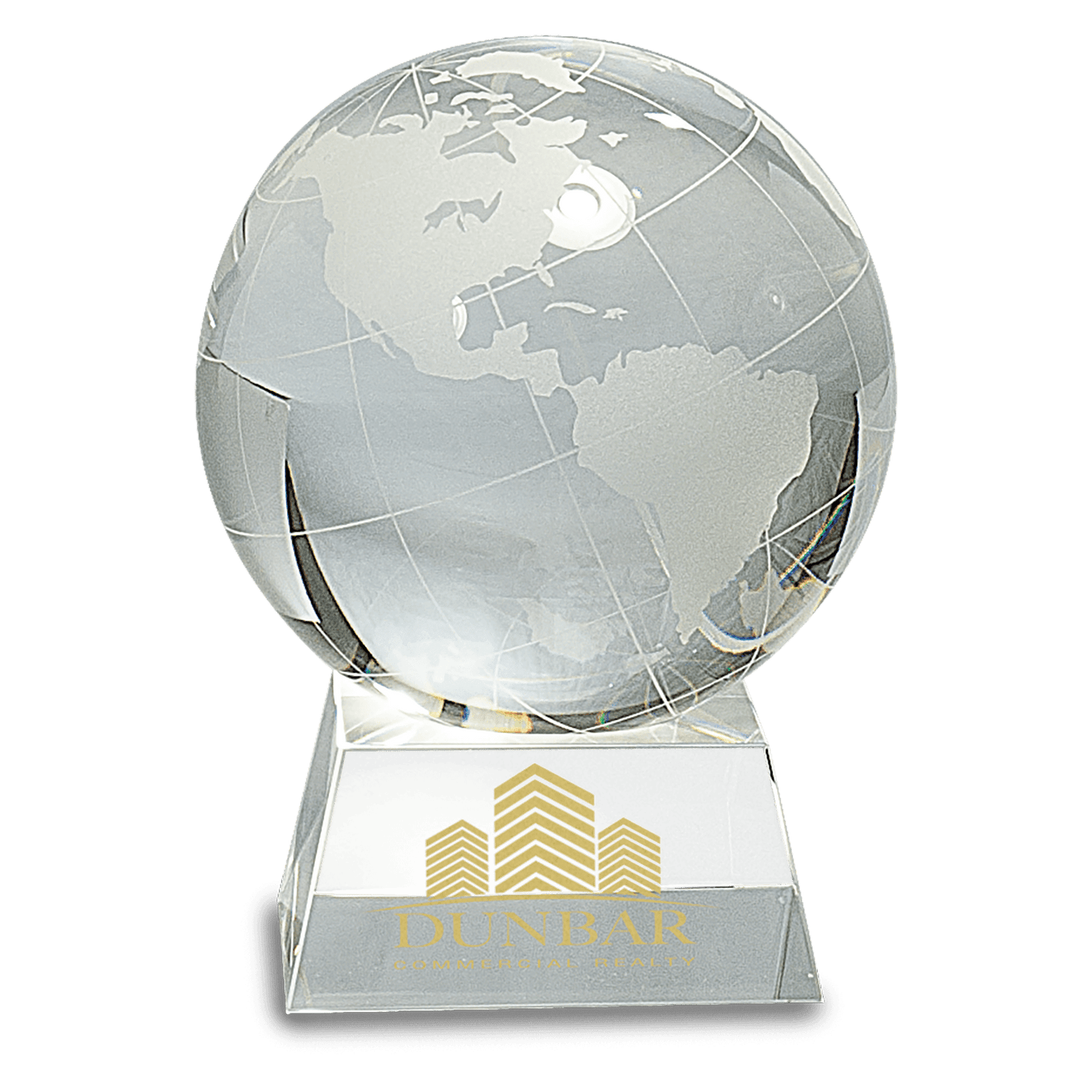 Crystal Globe on Clear Rectangular Base