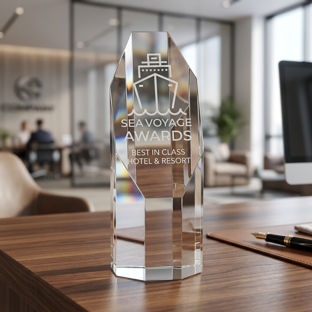 6" Clear Octagon Slant-Top Crystal Tower