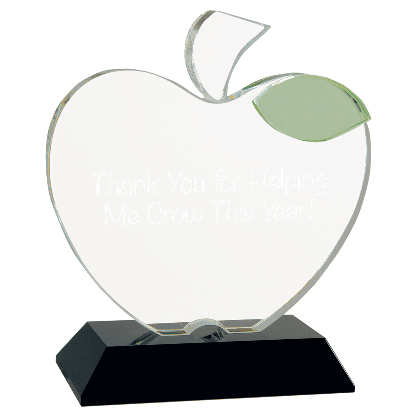 Crystal Clear Apple on Rectanular Black Base
