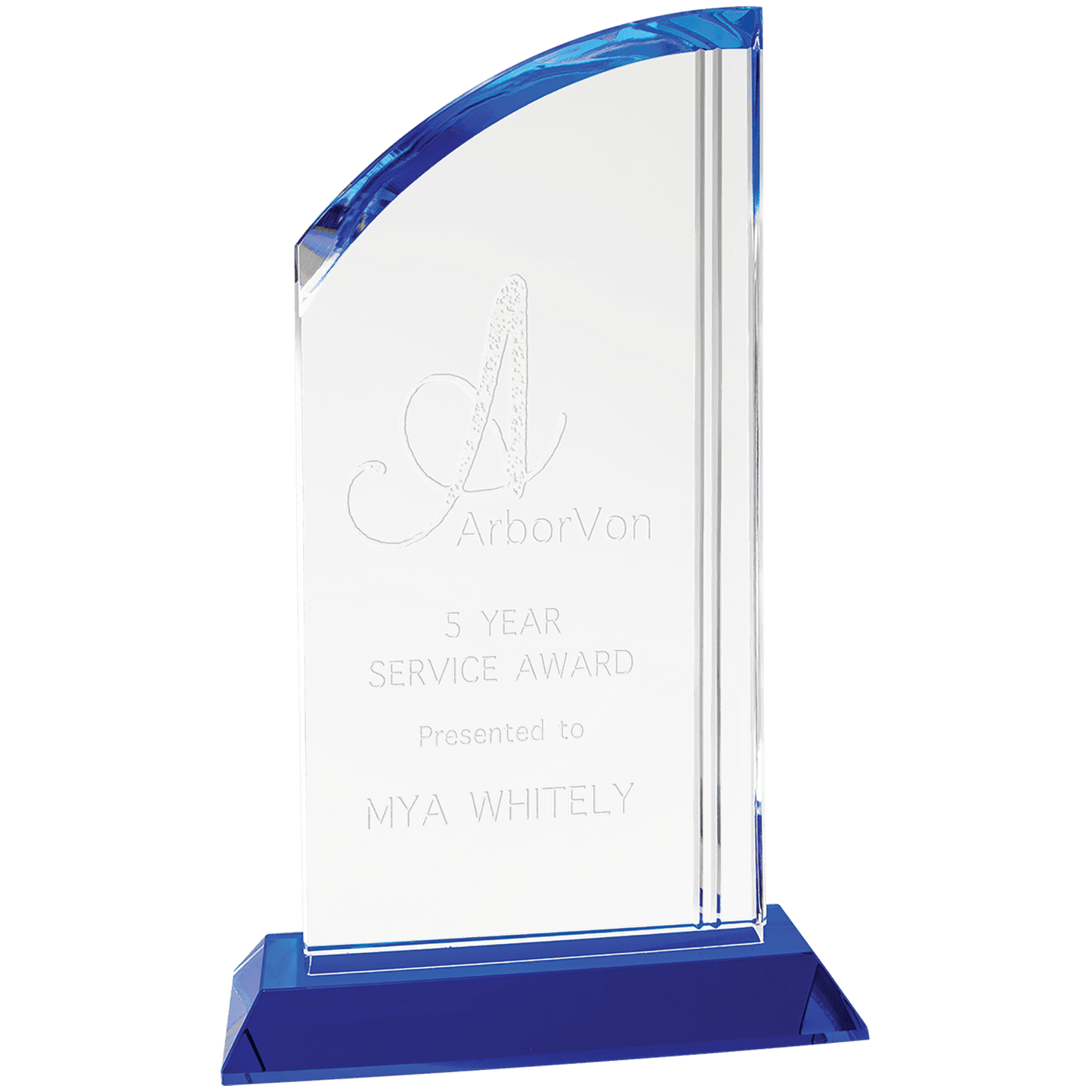 Crystal Blue Arch with Blue Rectangular Base