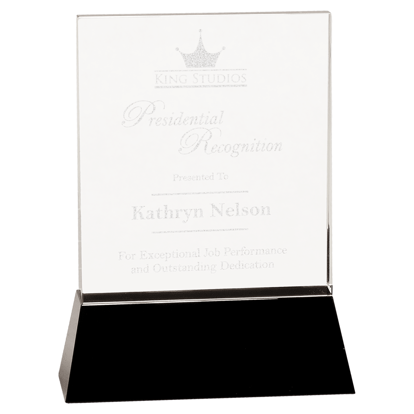 Crystal Clear Rectangle on Rectangular Black Base