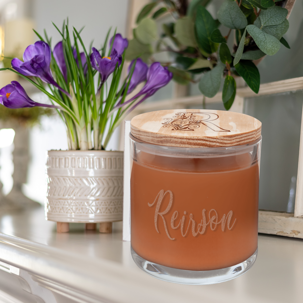 14 oz. Bright Citrus Candle in a Glass Holder with Wood Lid