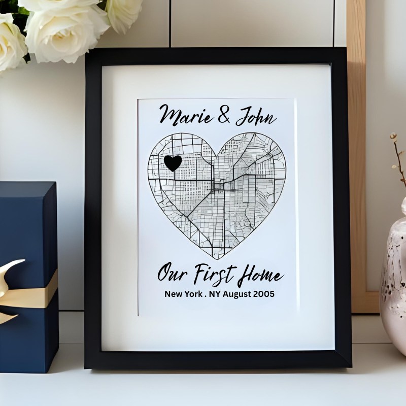 8x10" Custom Black Framed Special Event Map