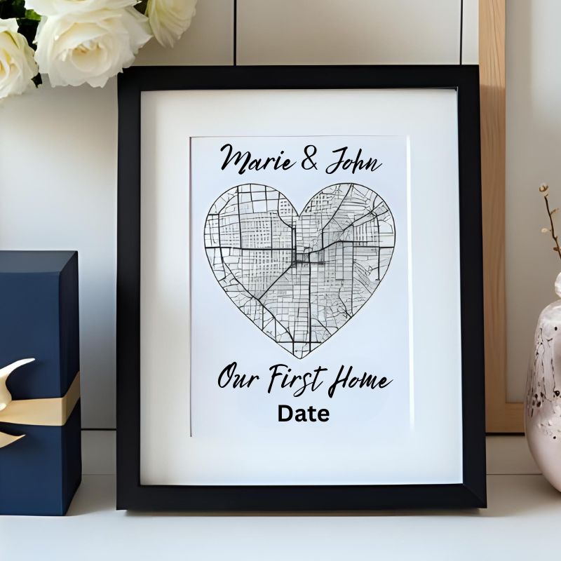 8x10" Custom Black Framed Special Event Map