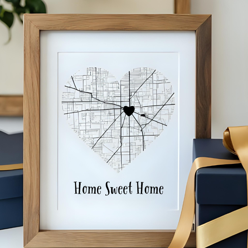 8x10" Custom Natural Wood - Framed Special Event Map