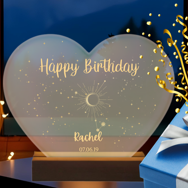 5" Personalized Heart Acrylic Constellation light