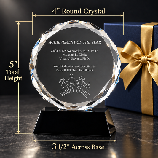 5" Tall Facet Crystal on Black Pedestal Base