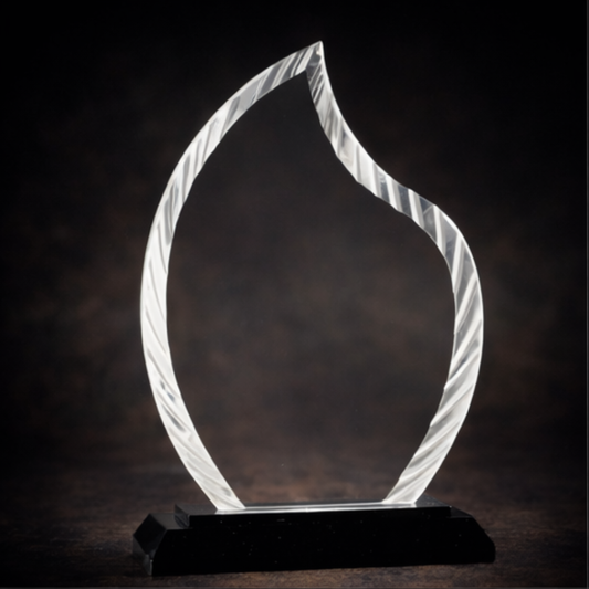 8" Flame Accent Glass on Black Base