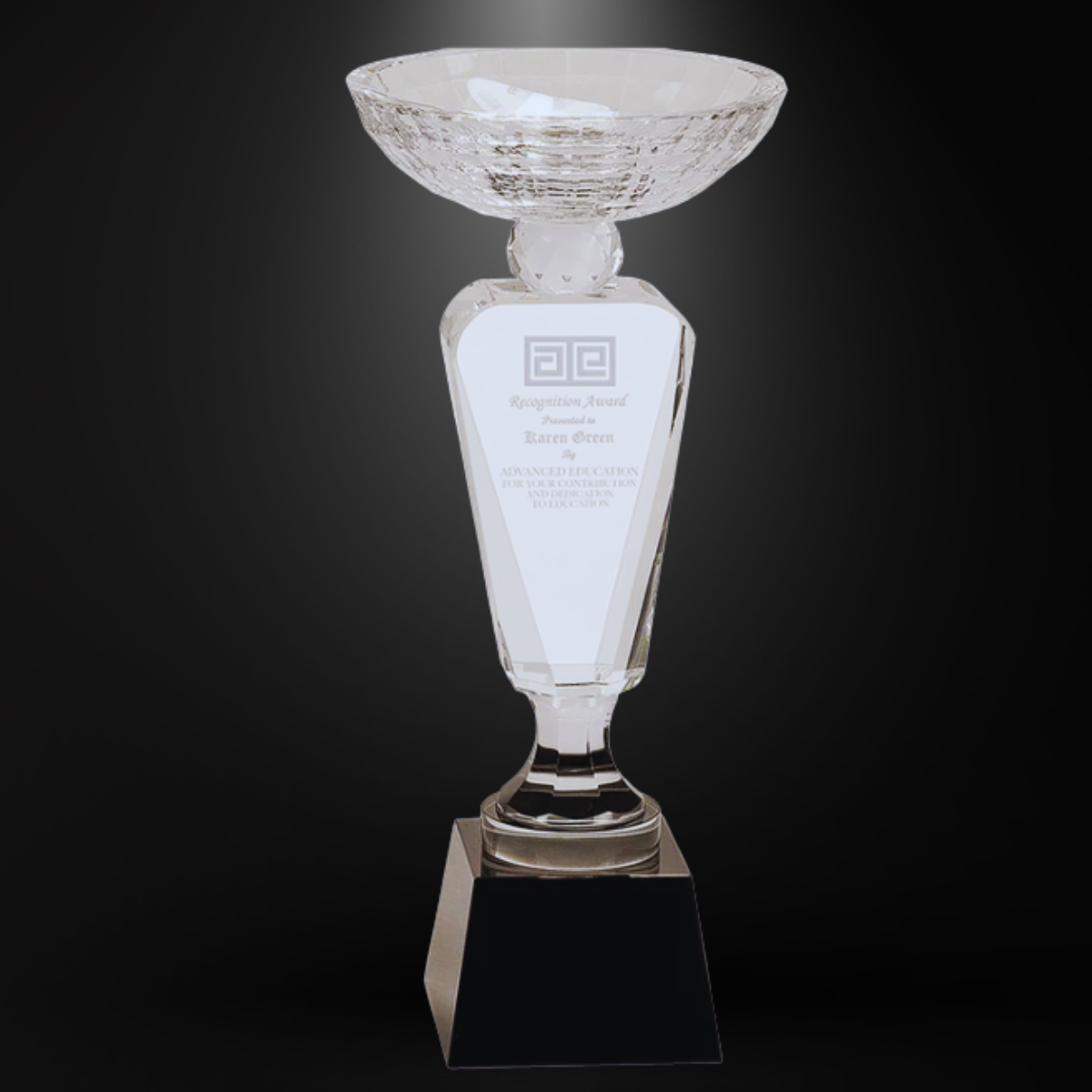 12" Clear Crystal Cup with Black Pedestal Base