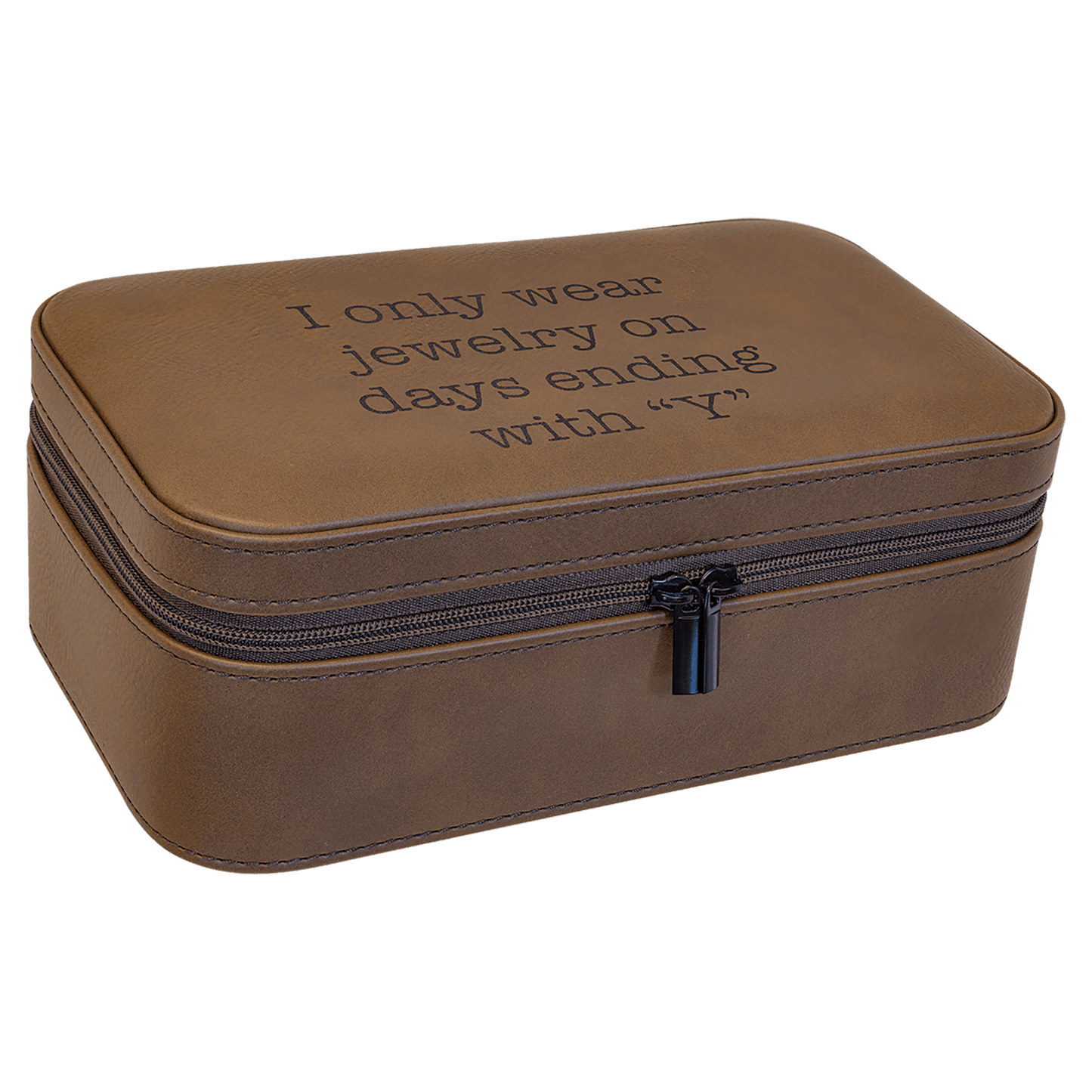 7 1/2' X 4 1/2' Dark Brown Laserable Leatherette Jewelry Box