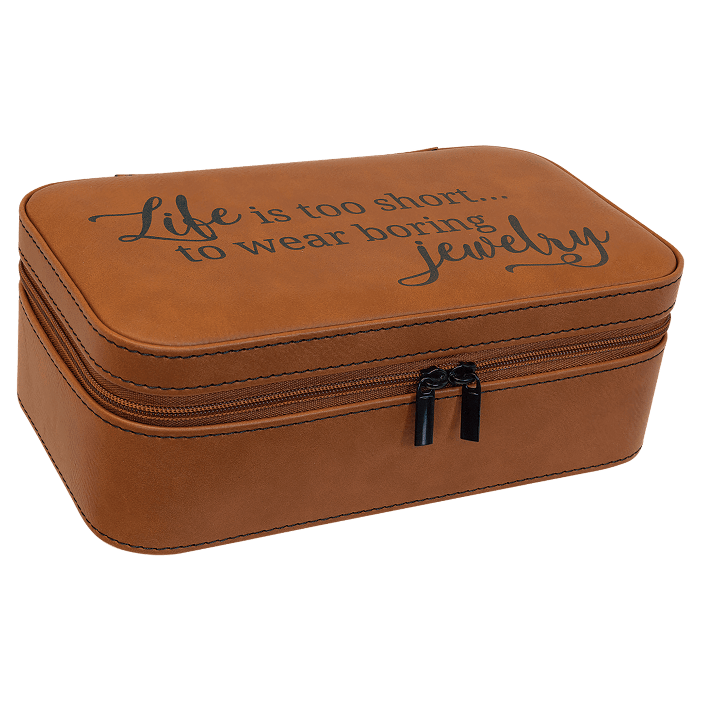 7 1/2" X 4 1/2" Dark Brown Laserable Leatherette Jewelry Box