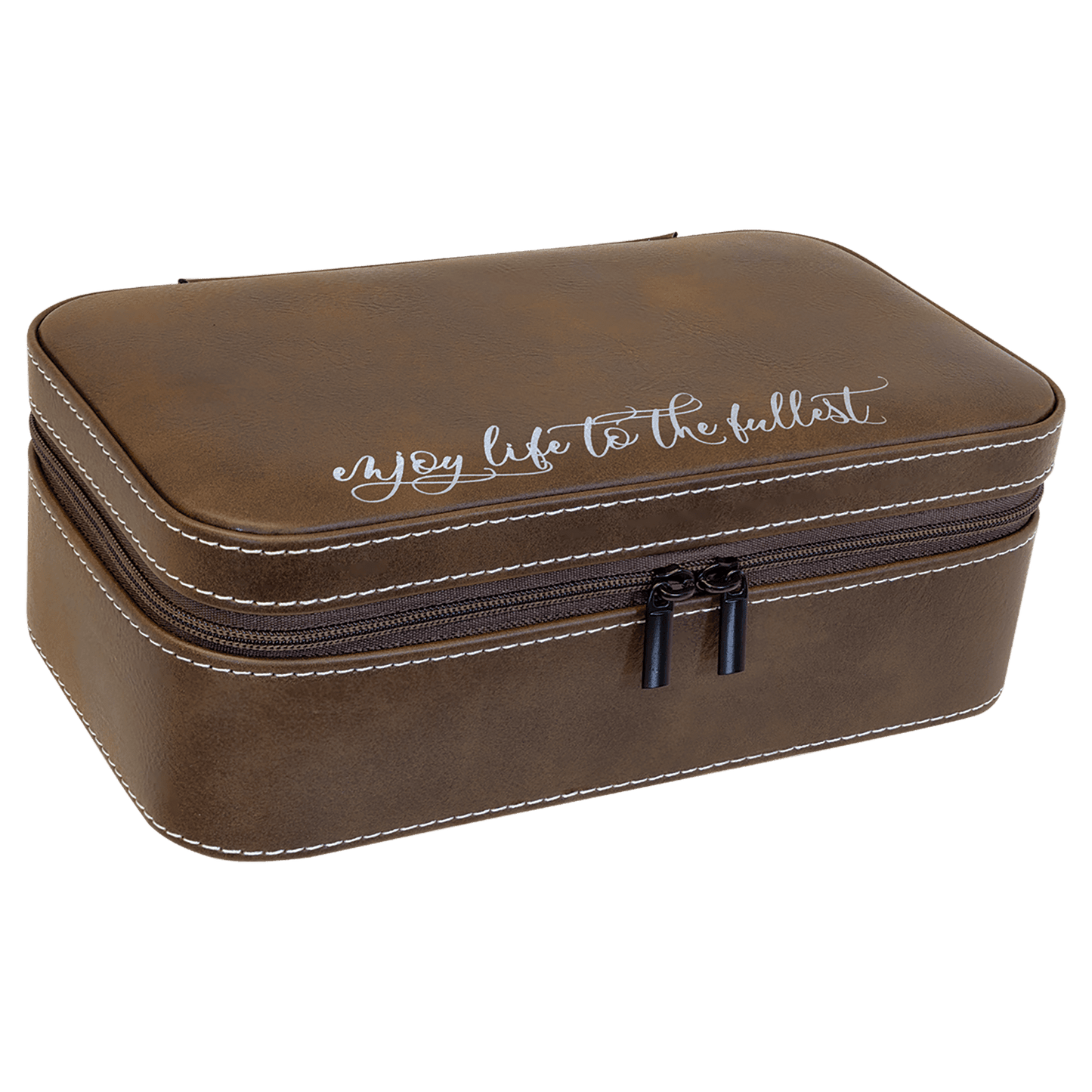 7 1/2" X 4 1/2" Dark Brown Laserable Leatherette Jewelry Box