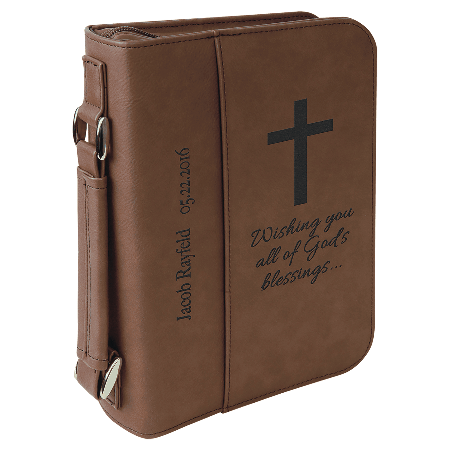 Leatherette Book/Bible Cover with Handle & Zipper 6 3/4" x 9 1/4"