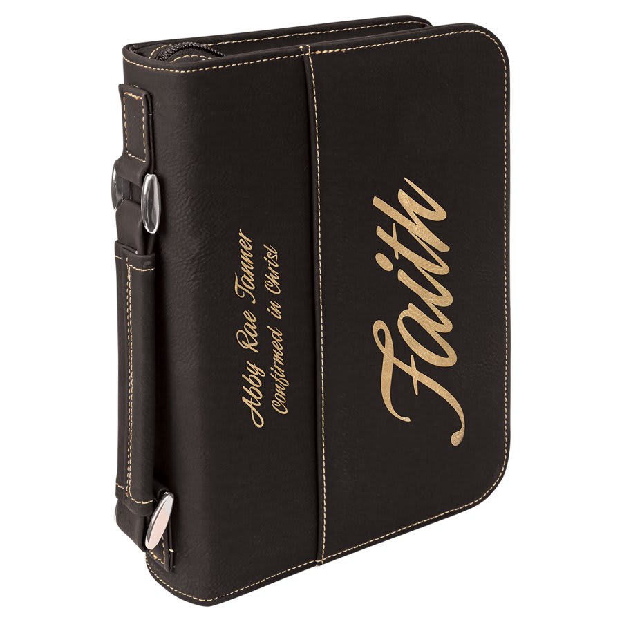 Leatherette Book/Bible Cover with Handle & Zipper 6 3/4" x 9 1/4"