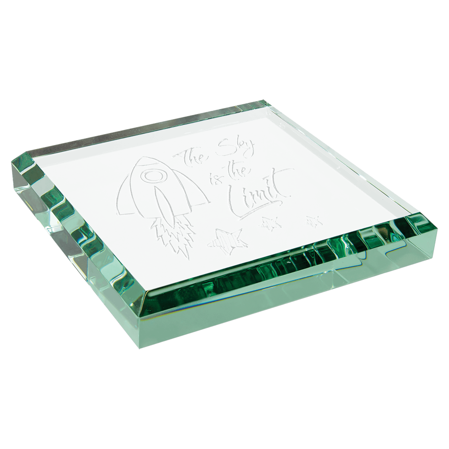 3" x 3" x 1/2" Jade Glass Paperweight
