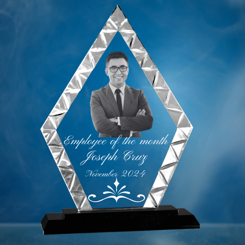 Blue Glass Diamond Accent on Blue & Black Base