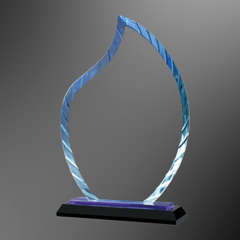Blue Glass Flame Accent on Blue & Black Base