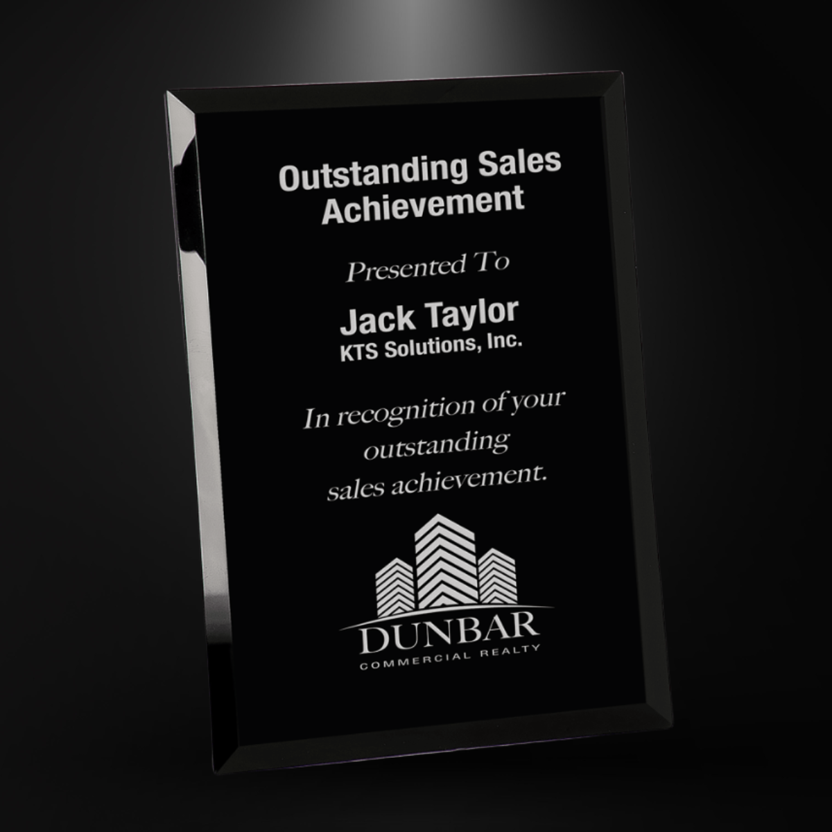 9" x 12" Black Glass Mirror Plaque