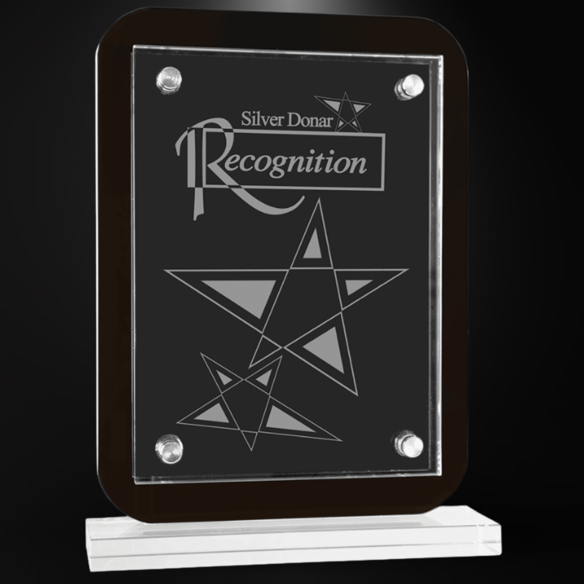 7 1/2" x 10" Black Floating Glass Standup Plaque