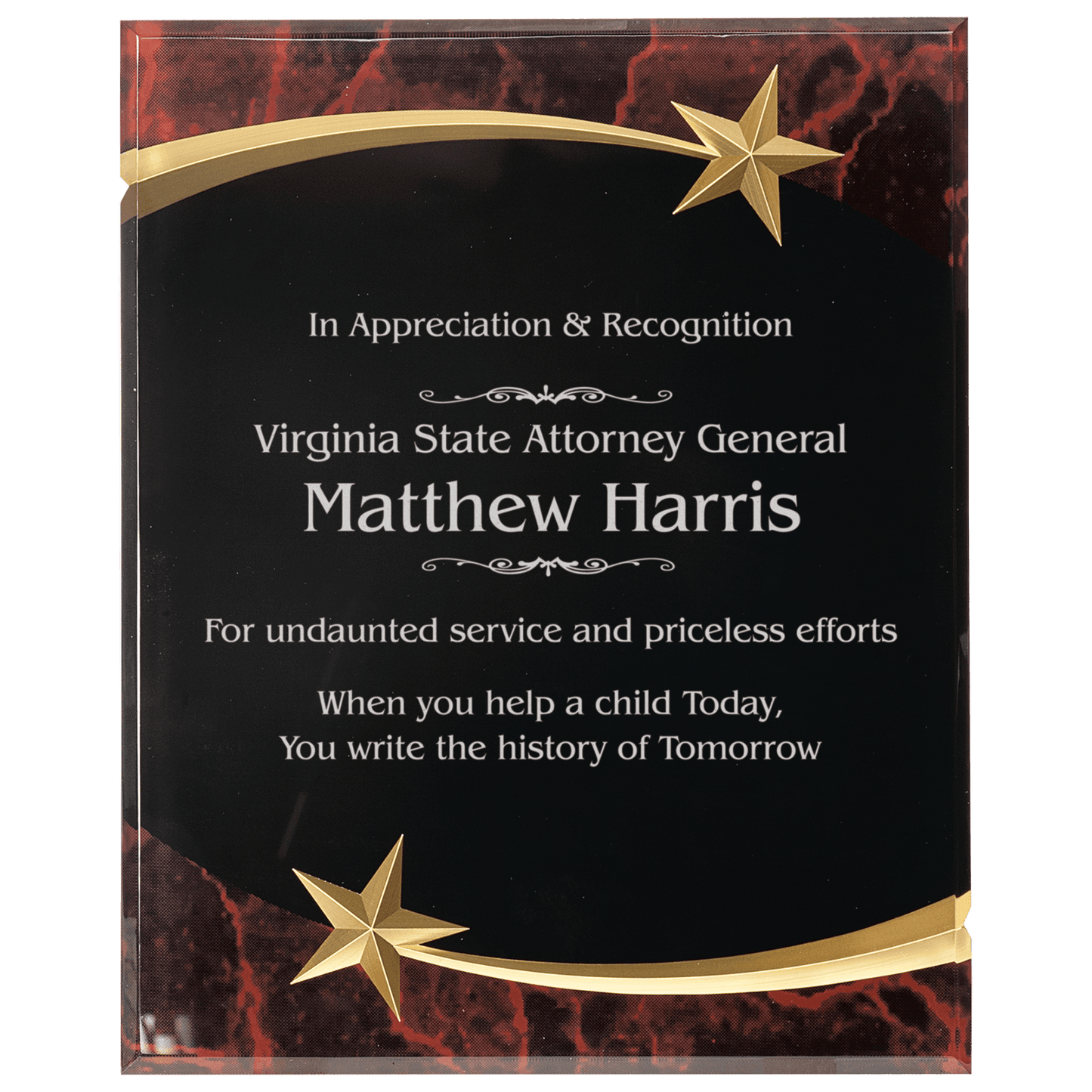 9" x 11" Red Marble Shooting Star Acrylic Plaque