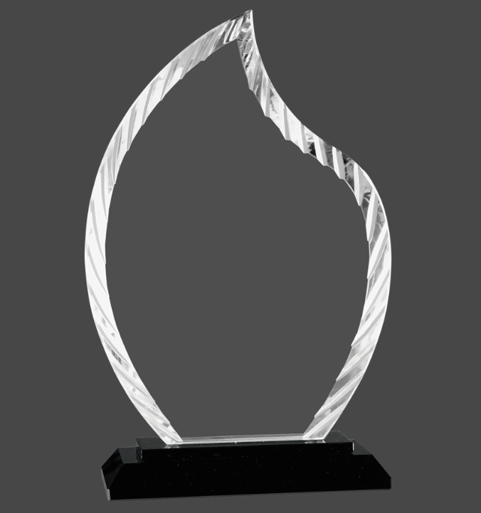 8" Flame Accent Glass on Black Base