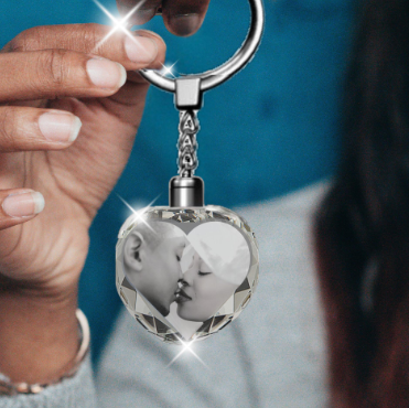 3D Crystal Heart Keychain