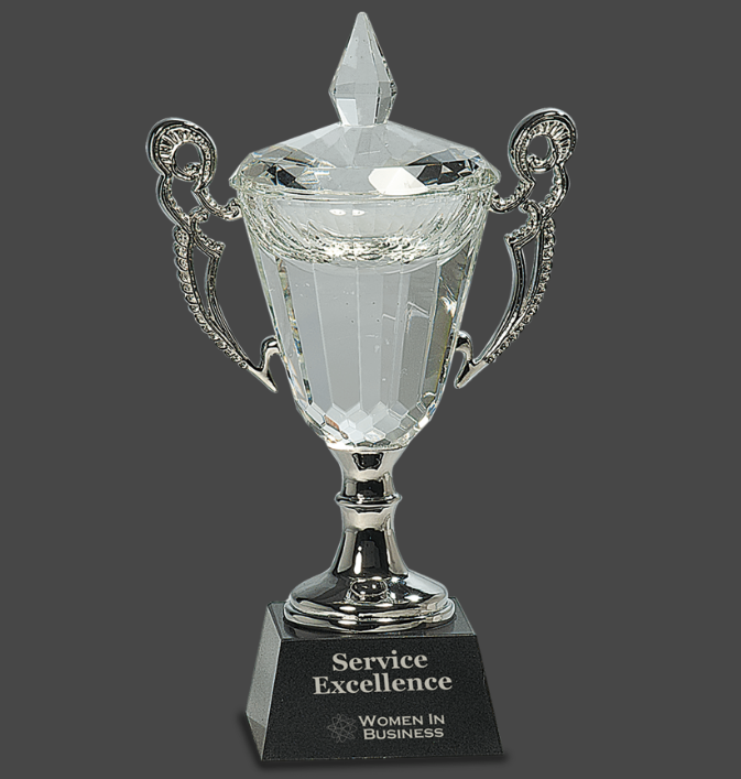 9 1/2" Crystal Cup with Silver Handles and Stem