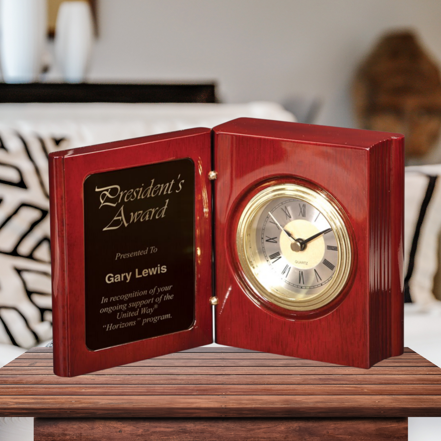 5 3/8" Rosewood Piano Finish Book Clock