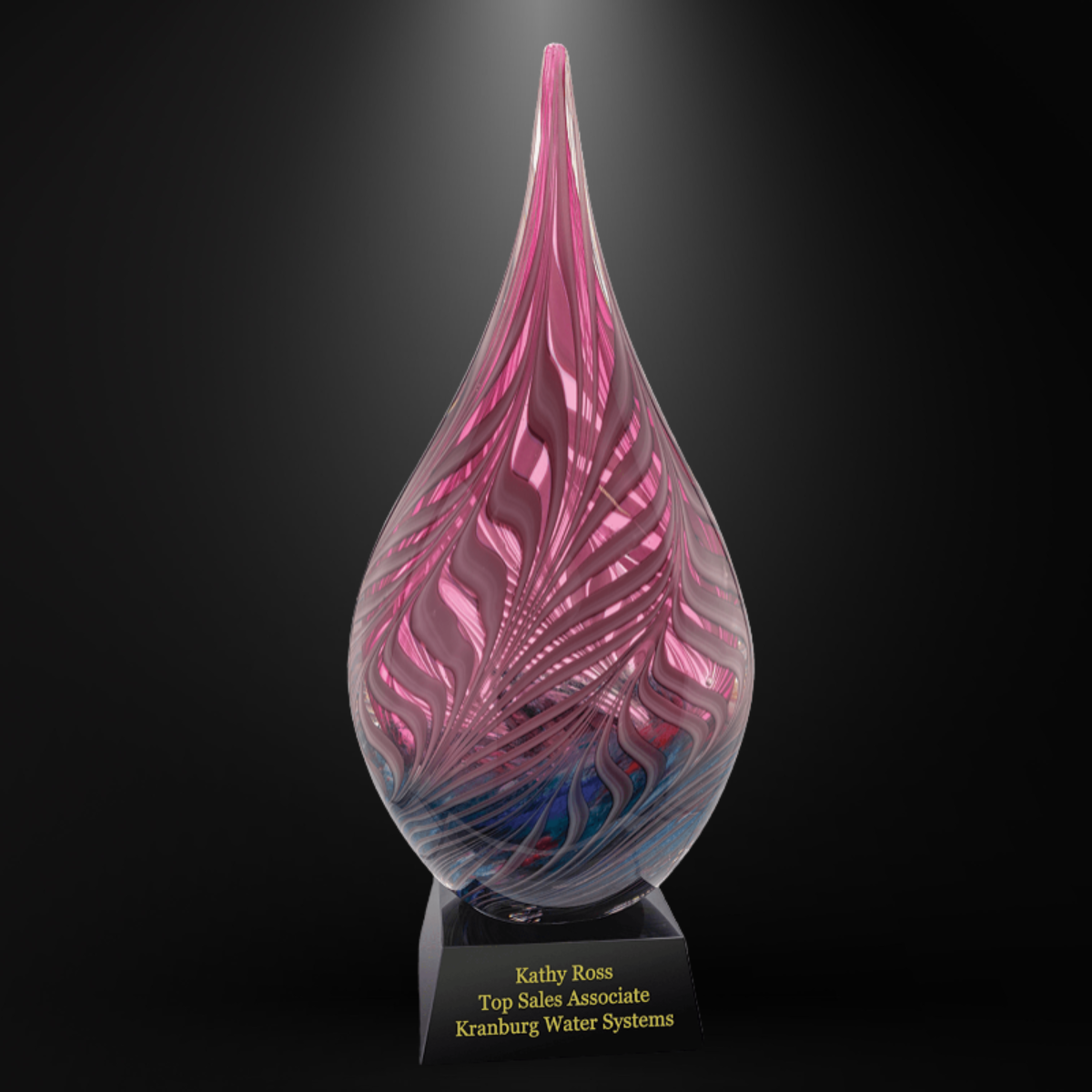 16 1/2" Multi-Color Hollow Raindrop Art Glass