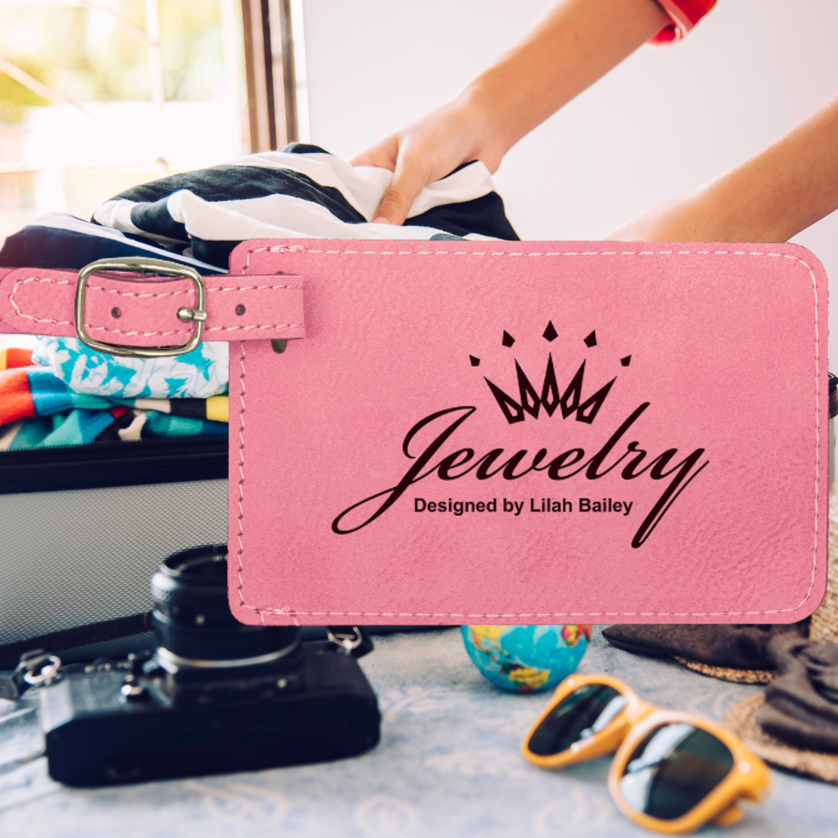 4 1/4" x 2 3/4" Laserable Leatherette Luggage Tag