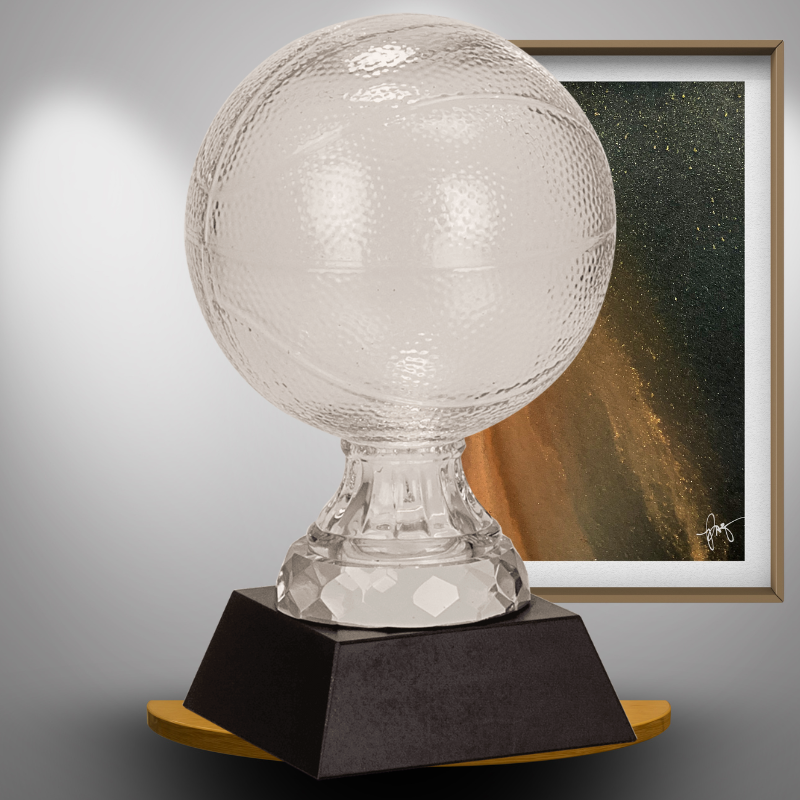 7" Glass Basketball with Marble Base