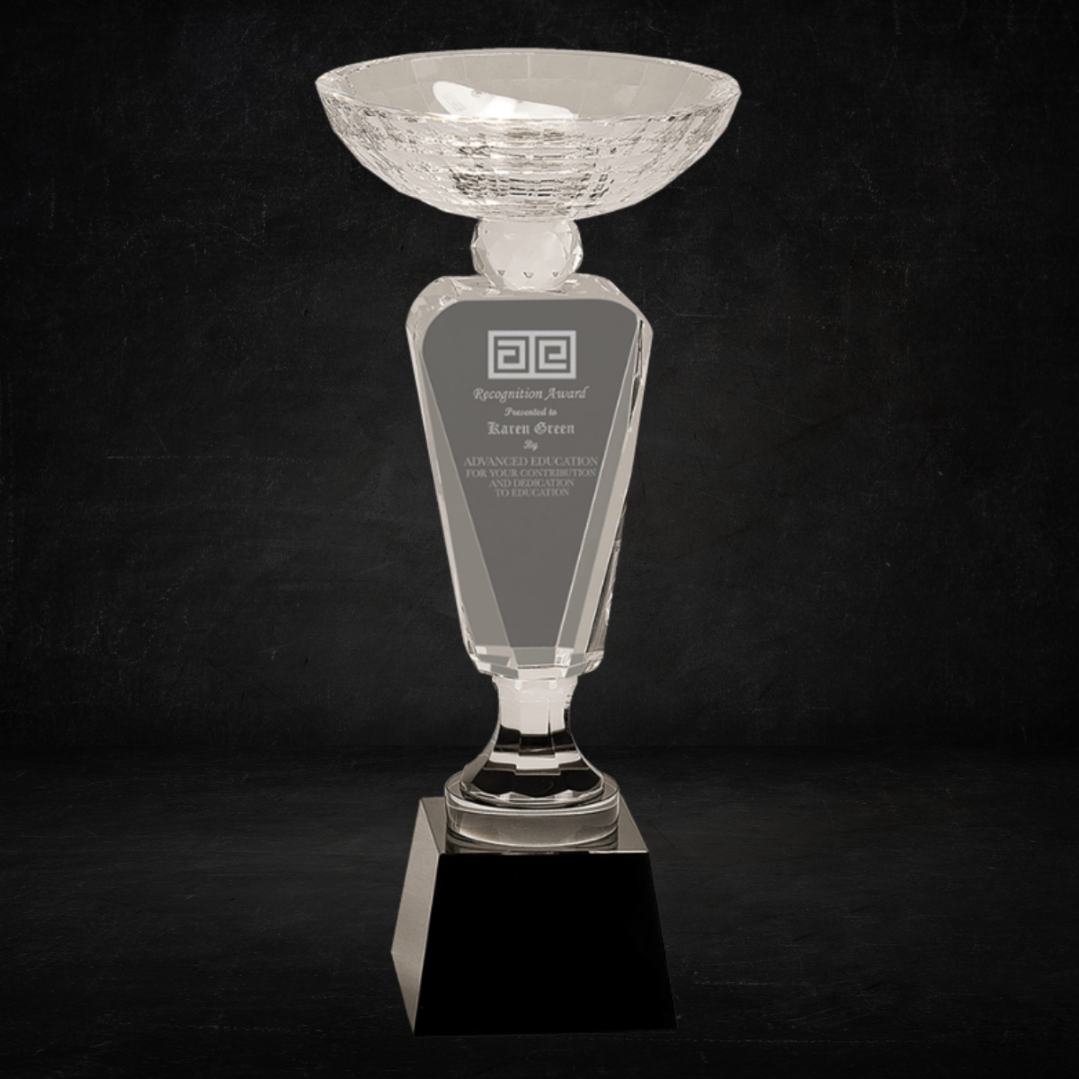 12" Clear Crystal Cup with Black Pedestal Base