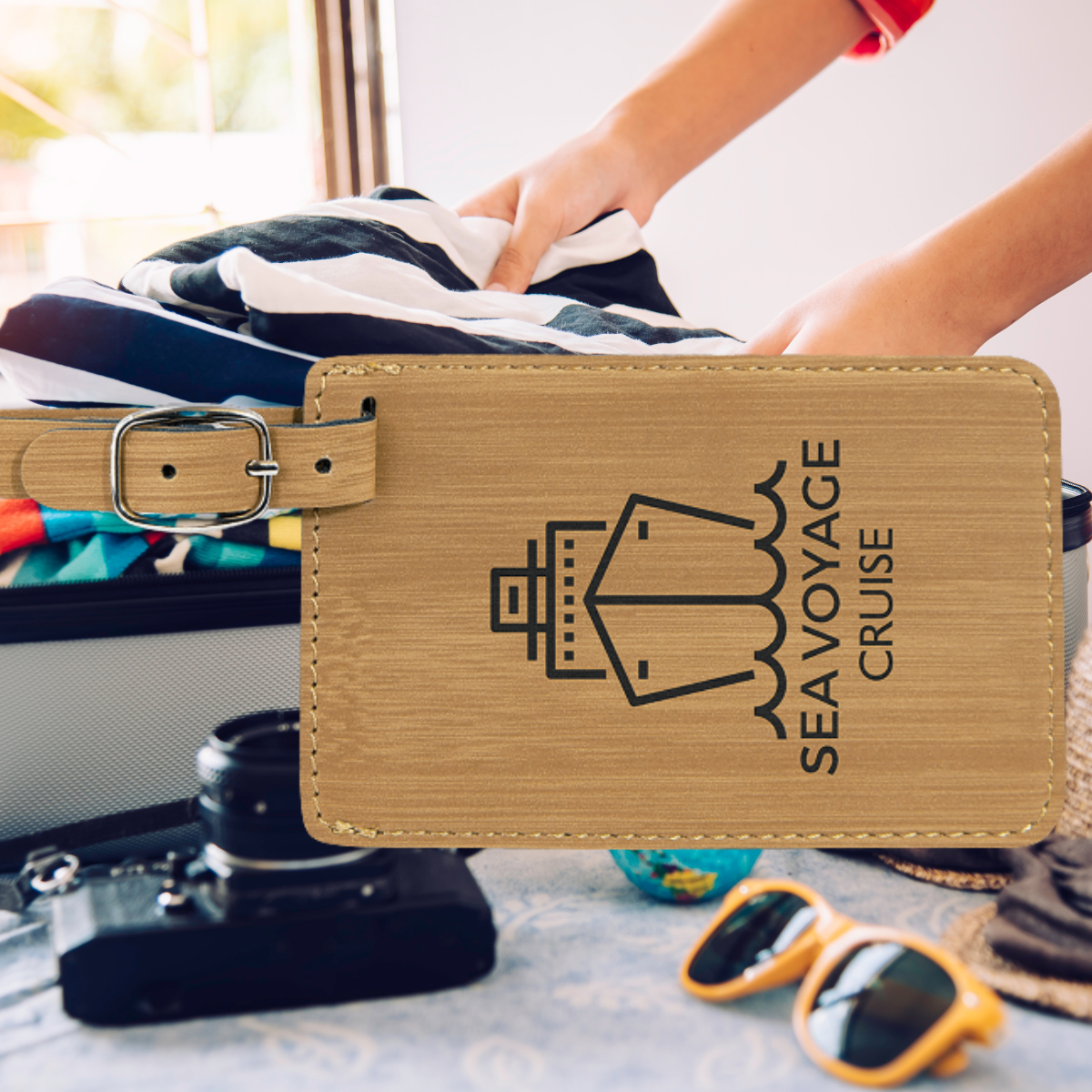 4 1/4" x 2 3/4" Laserable Leatherette Luggage Tag