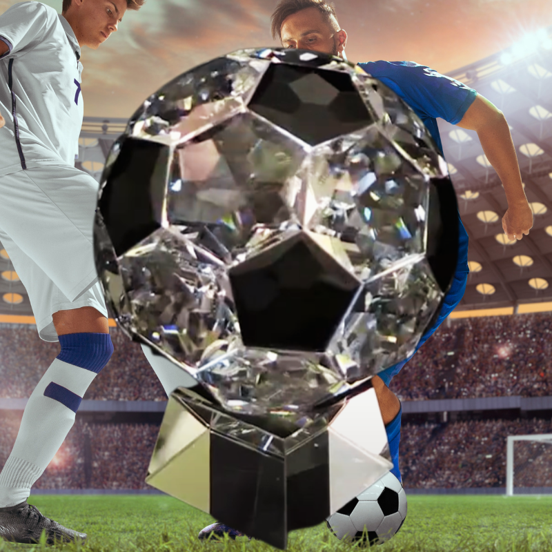 7 1/2" Crystal Soccer Ball on Clear Base