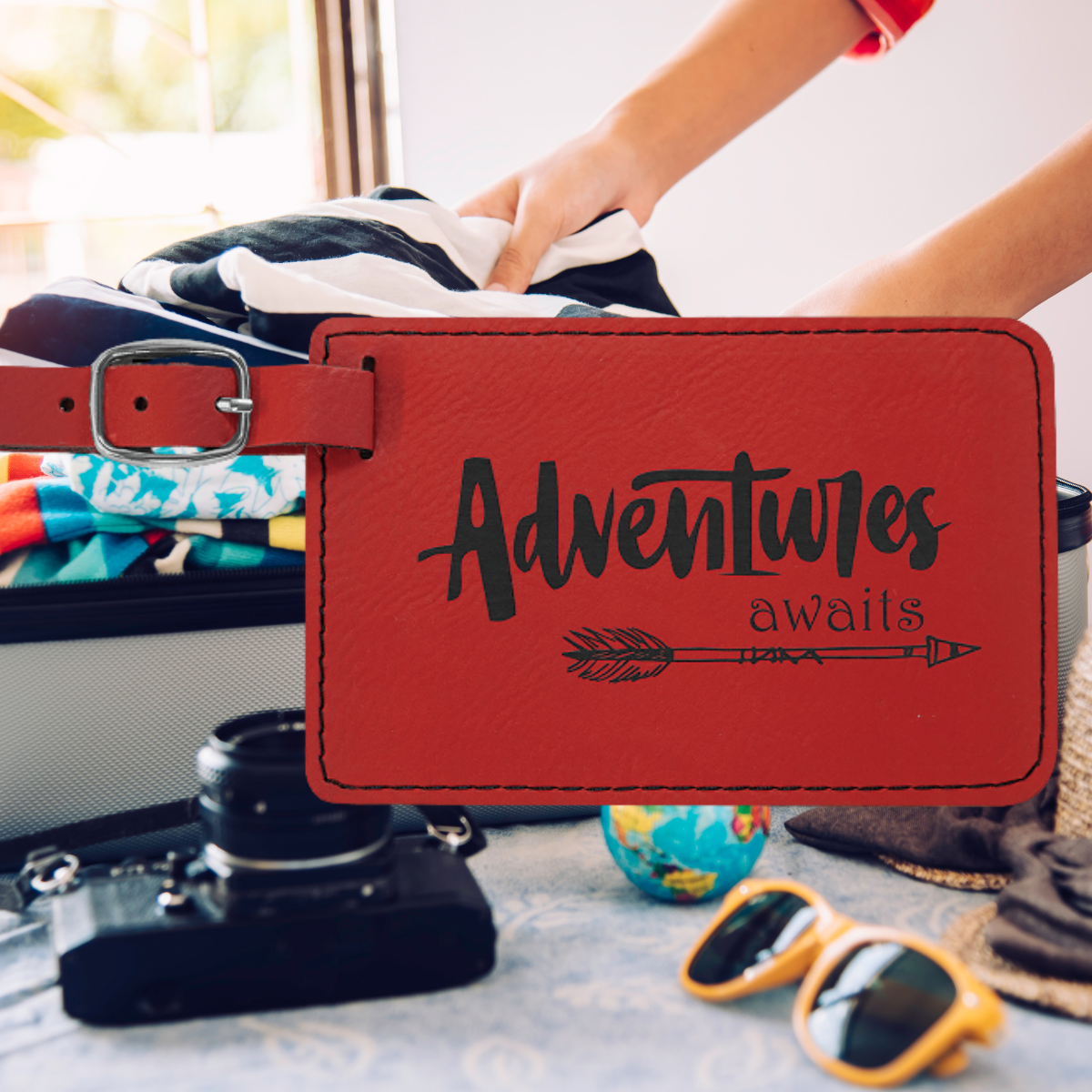 4 1/4" x 2 3/4" Laserable Leatherette Luggage Tag