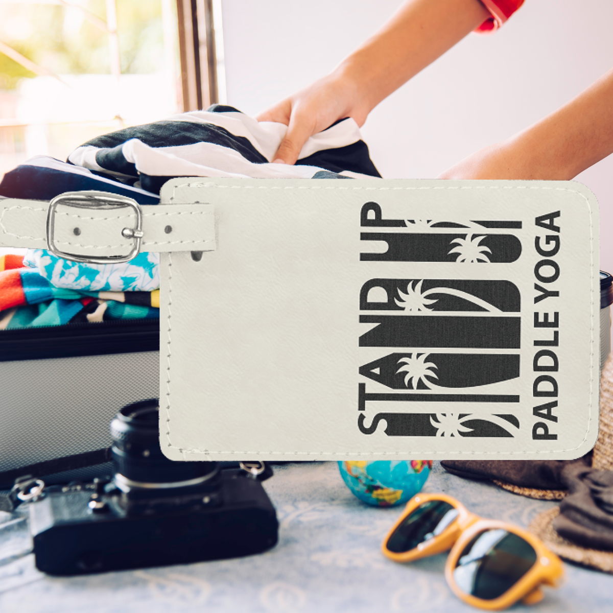 4 1/4" x 2 3/4" Laserable Leatherette Luggage Tag