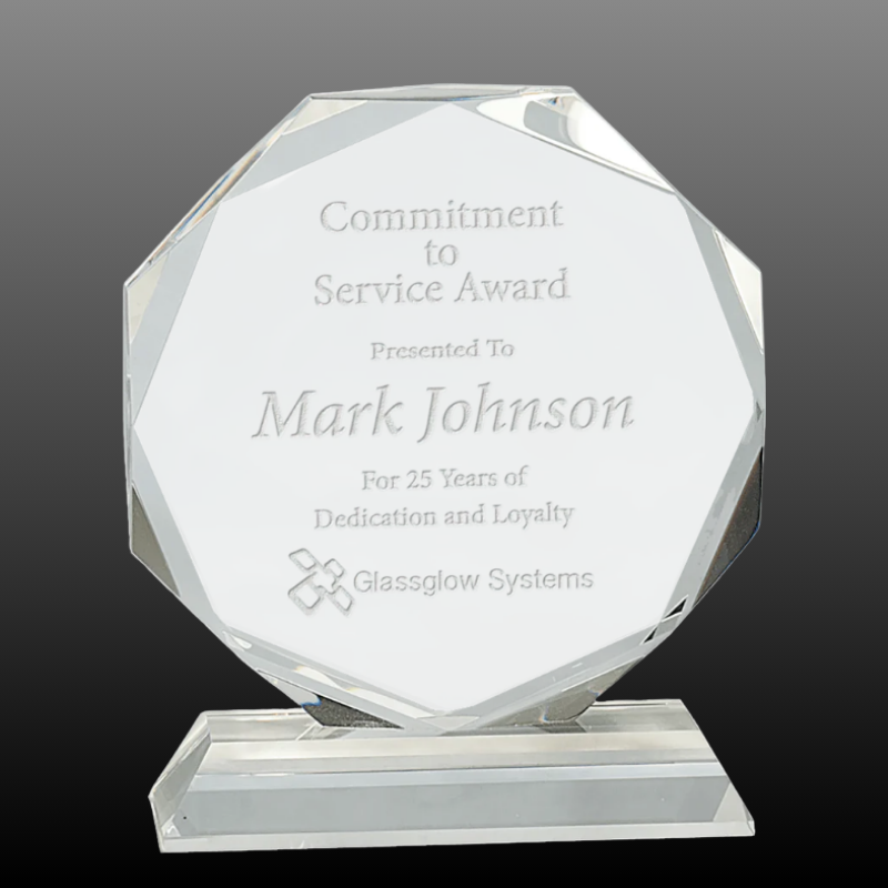 6" Clear Crystal Octagon on Clear Pedestal Base