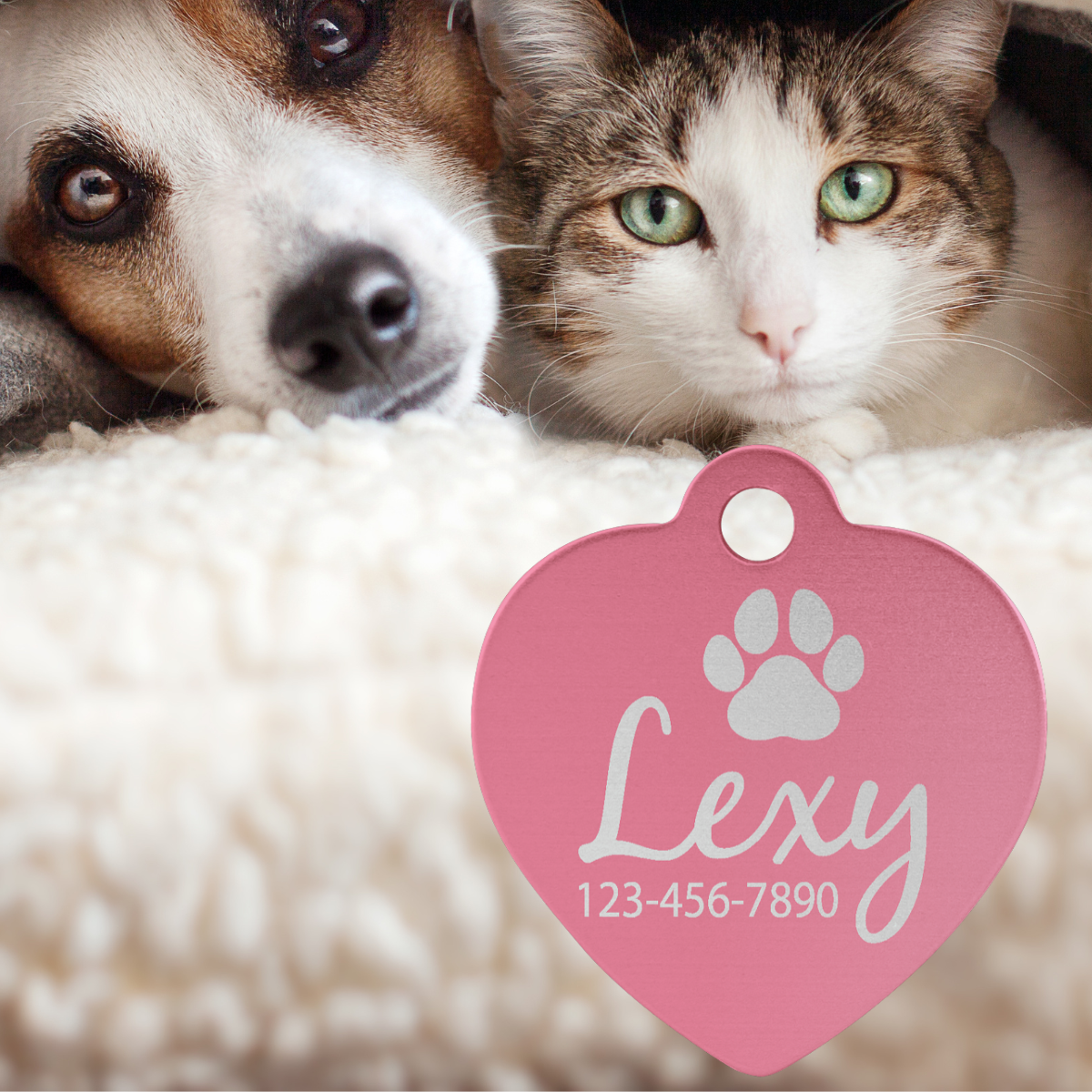 1 1/4" x 1 1/4" Laserable Anodized Aluminum Heart Pet Tag