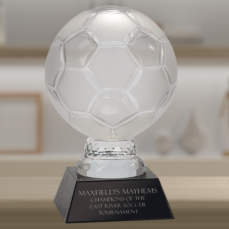 12" Glass Soccer Ball with Marble Base