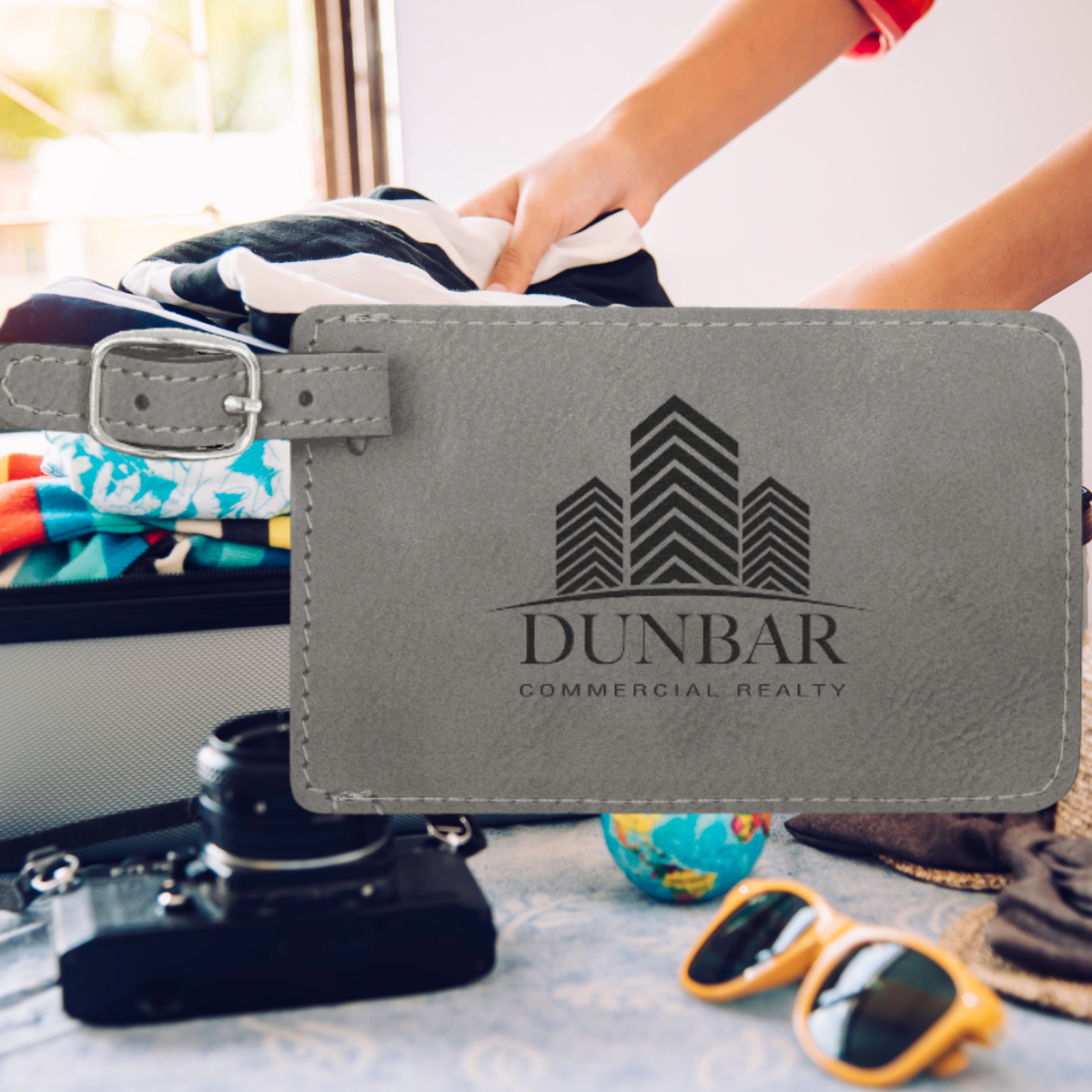 4 1/4" x 2 3/4" Laserable Leatherette Luggage Tag