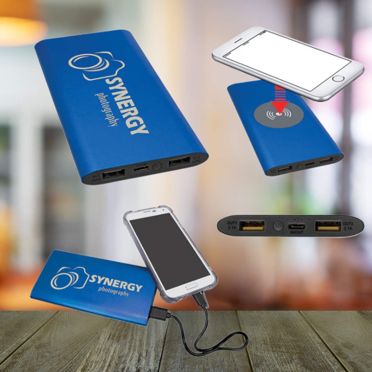 Power Bank & Wireless Anodized Aluminum Charger and USB-C Cord Gift Set