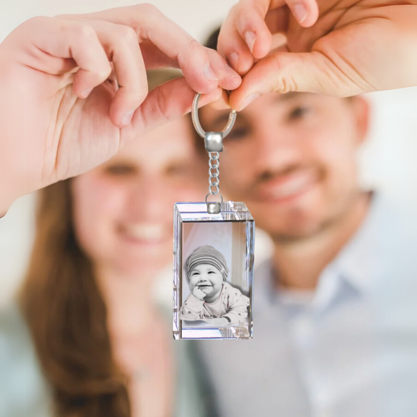 3D Crystal Rectangle Keychain