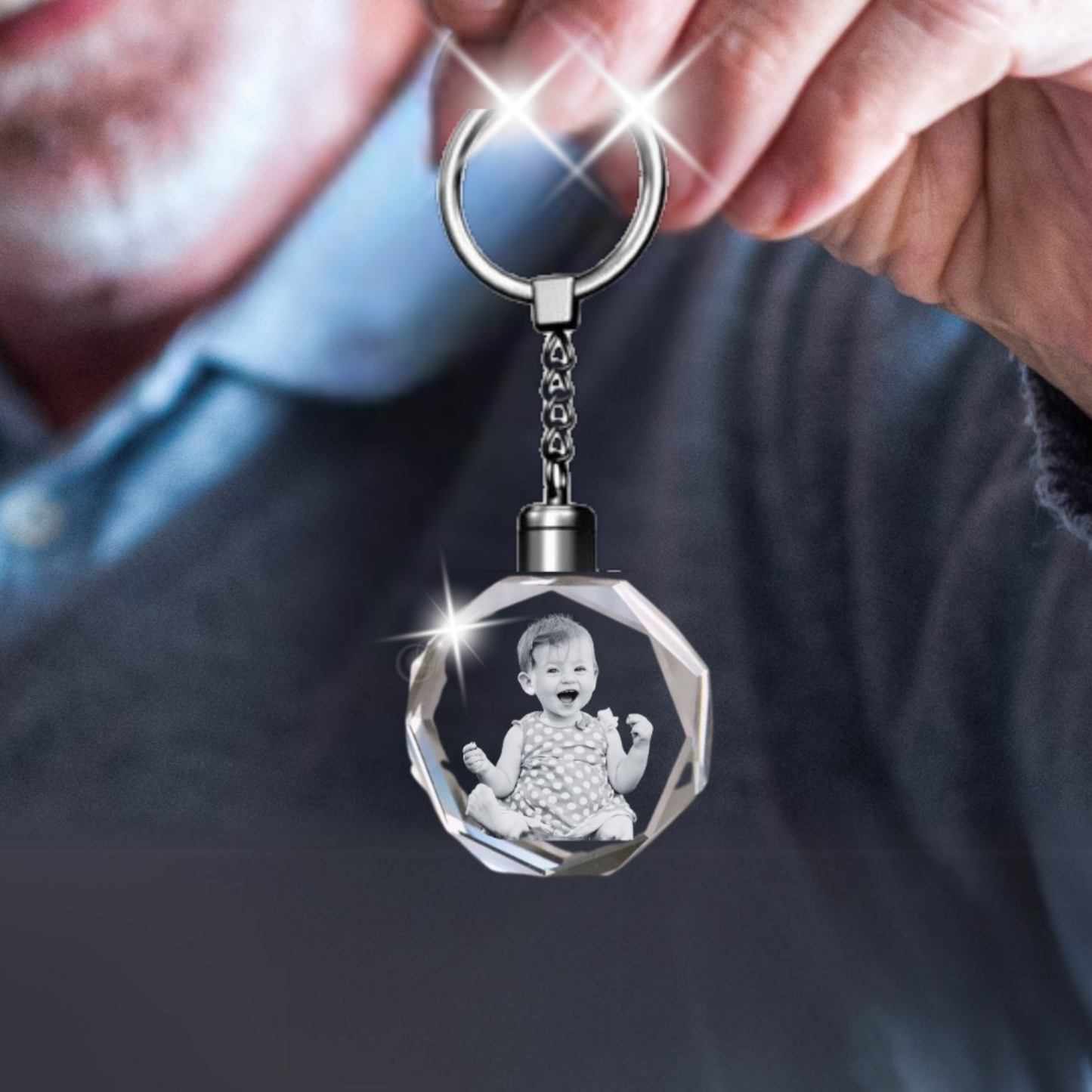 3D Crystal Octagon Keychain