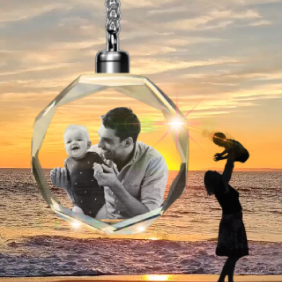 3D Crystal Octagon Keychain