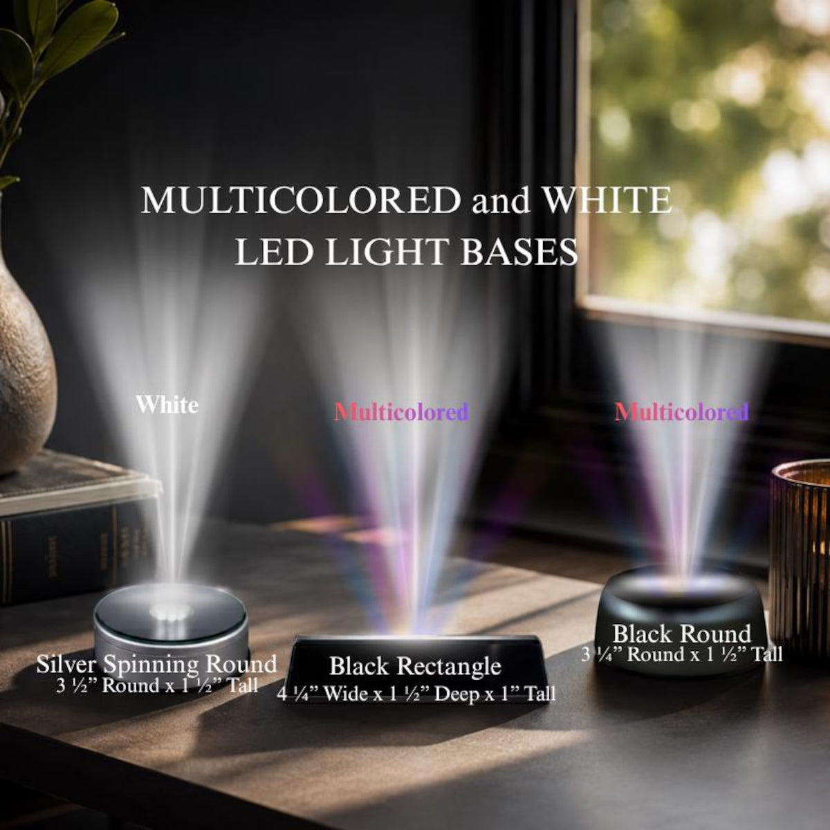 LED Light Spinning (Silver Round) Base